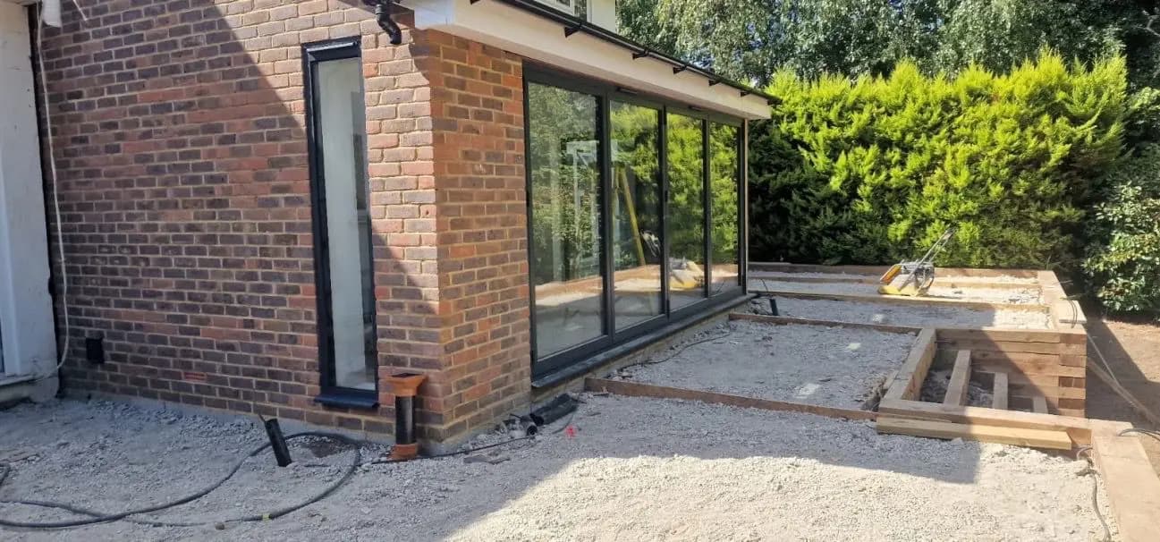 Brickwork and glazing during a TJC Projects extension