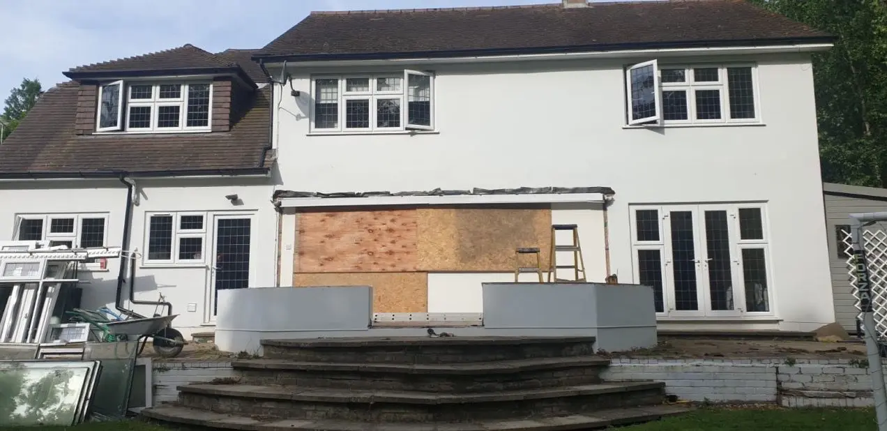 Rear of a TJC extension project during preparation for structural alterations
